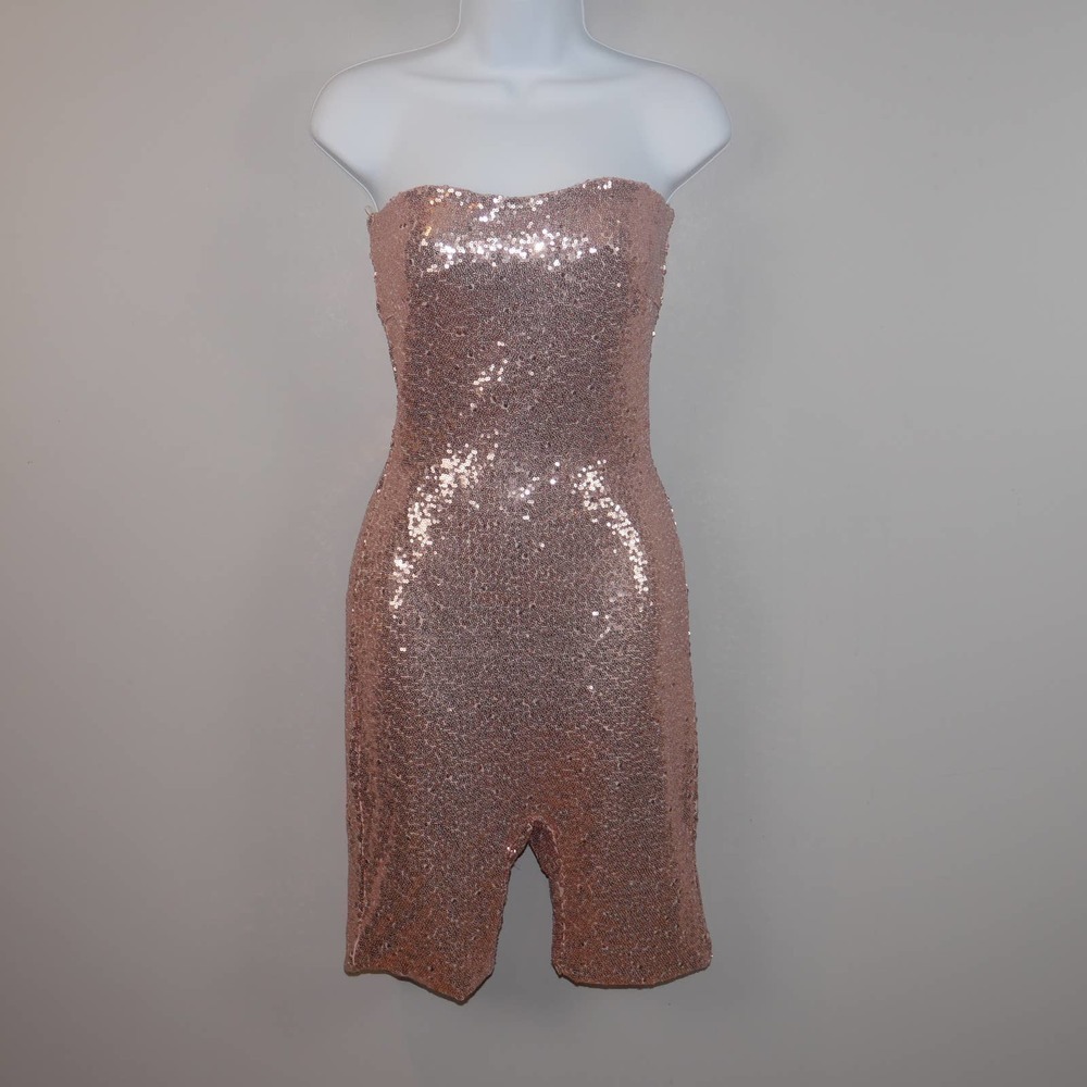 Fashion Nova NWT Birthday Bash Sequin Romper Pink Size Large